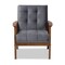 Baxton Studio Asta Mid-Century Grey Velvet Upholstered Walnut Finished Wood Armchair 160-9941 - alternate 6